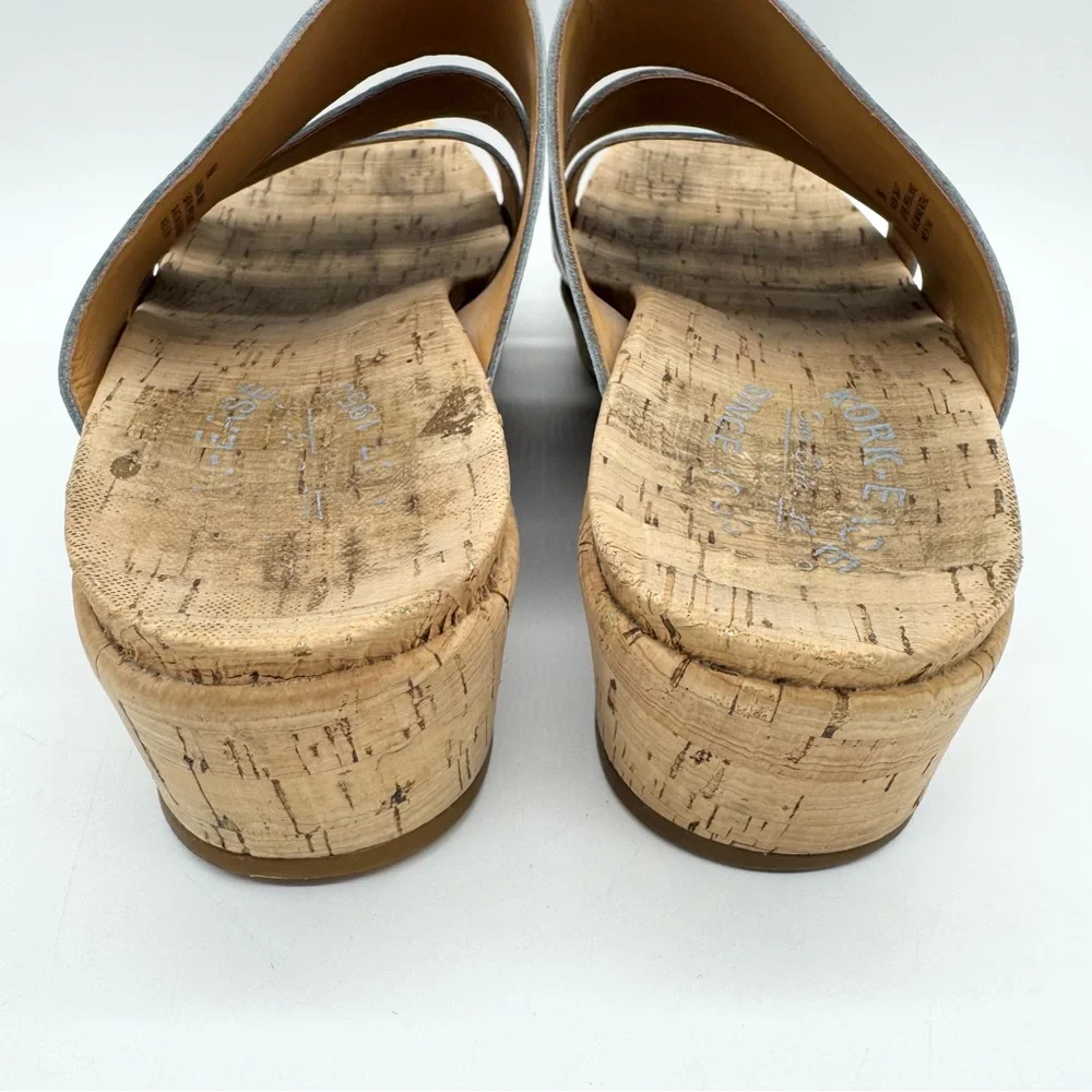 Kork-Ease Menzie Wedge Triple Strap Slide Sandal In Periwinkle Leather‎ Size 9